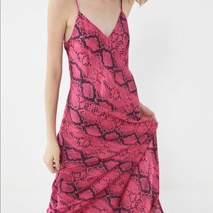 Urban outfitters snake print slip maxi dress in pink size medium
